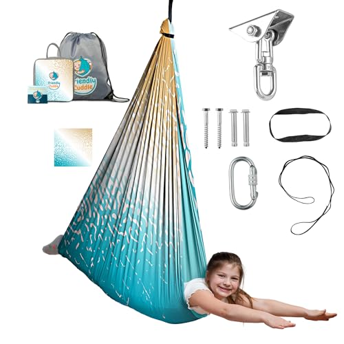 Compression Sensory Swing Adult & Kids, Indoor Outdoor Pod, Holds 300lb | indoor sensory swing for kids, outdoor sensory swing indoor, sensory swing kids, sensory toys, 360 swivel hammock swing - color: Ocean Shoreline