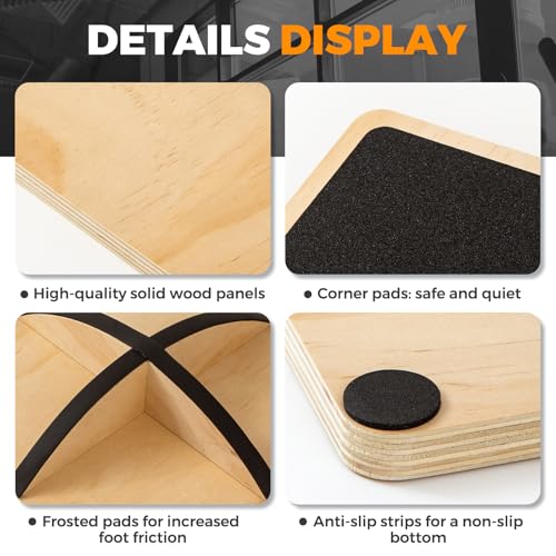 Wooden Rocker Balance Board for Adults Anti-Slip 350LBS Balance Trainer for Standing Desk, Physical Therapy & Core Strength – Durable Wooden Rocker Board for Office & Rehab - size: 360 degrees