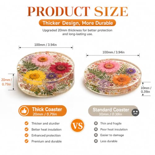 Extra Deep Coaster Resin Molds for 6 Cavity Round Thick Epoxy DIY Art Craft | 4 Inches Extra Thick Round Coaster Silicone Mold for Resin Epoxy, Flower Preservation, Easy Release, Beginner Friendly