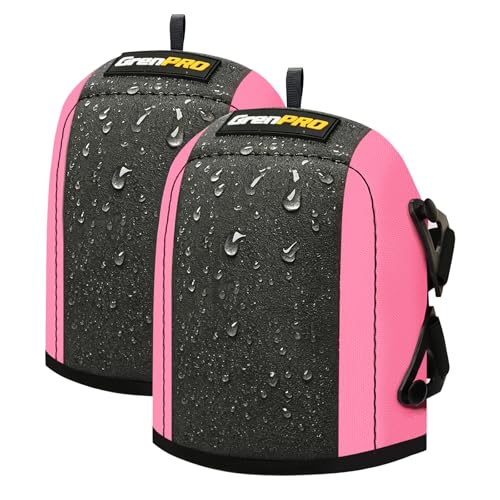 GRENPRO Gardening Knee Pads, Water-Resistant, Quick Buckles, Unisex, Pink - color: Pink