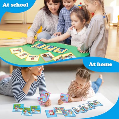Kasfalci Sequencing Cards,Sequence Board Game for Kids,Speech Therapy Materials Toys for Autism,Story Storytelling,Social Skills,Sentence Building,Preschool Learning Activities,Classroom & Homeschool - style: 3-Scene-New