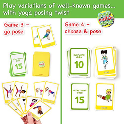 Yoga Cards for Kids, Play Yoga Games with 20 Poses, 52 Cards | Memory Matching, Go Fish & Snap, Yoga Pretzel Exercise Flashcards for Classroom, Homeschool PE, Instructions, Ages 3+ - style: Kids Yoga Cards