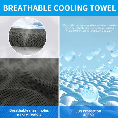 Puomue 5 Pack Cooling Towels, 40 Inches x 12 Inches, Breathable Soft Chilly Microfiber Towel for Yoga, Sport, Running, Workout, Gym, Camping and Fitness, Grey - color: Grey1