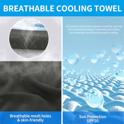 Puomue 5 Pack Cooling Towels, 40 Inches x 12 Inches, Breathable Soft Chilly Microfiber Towel for Yoga, Sport, Running, Workout, Gym, Camping and Fitness, Grey - color: Grey1
