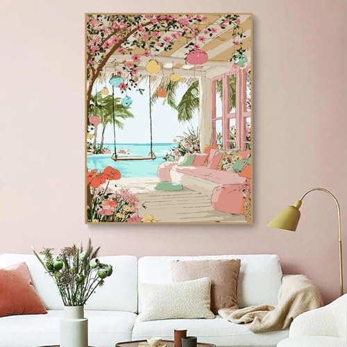 ZRIZQ Landscapes Paint by Numbers Kit for Adults Beginner,Scenery,16x20 | Full set with wooden brushes,rolled canvas,rich paints.Calming activity.Beginner friendly.Just open and paint. - color: 16"X20"Rolled Canvas(Frameless)-Landscape 9