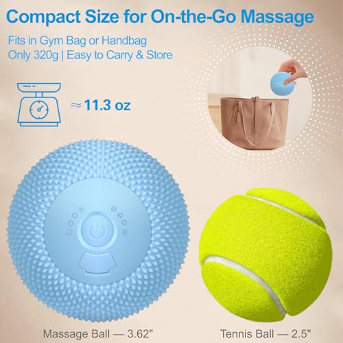 Vibrating Massage Ball with Heat, 7 Modes & Memory Function, Portable Deep Tissue Massage Ball for Back, Shoulders, Hips, Legs & Feet, Rechargeable Muscle Massager (Blue) - color: Blue