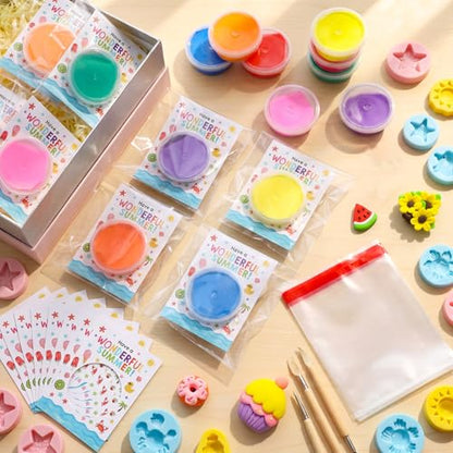 VioraWhite 48 Pcs Back to School Air Dry Clay Set with Card and Gift Bags DIY Clay Model Arts and Crafts Gift Graduation Party Favors Prizes for Kids Students Children Classroom - style: Back to School