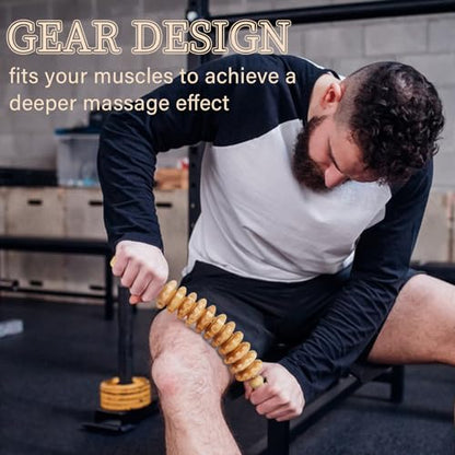 Liitrton Manual Wooden Massage Roller Stick for Muscle Relief, 11-Wheel - size: 11-Wheel