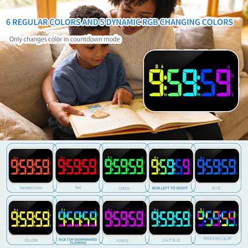 TXL Digital Timer for Classroom, Pomodoro & Kitchen, Rechargeable Magnetic Countdown Timer with Large LED Display, Loud Alarm, 3 Volume Levels, Vibration Mode & 3 Brightness Settings