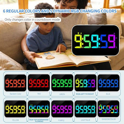 TXL Digital Timer for Classroom, Pomodoro & Kitchen, Rechargeable Magnetic Countdown Timer with Large LED Display, Loud Alarm, 3 Volume Levels, Vibration Mode & 3 Brightness Settings