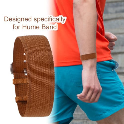 Replacement Nylon Loop for Hume Band, Soft Breathable Woven Wristband with Adjustable Metal Buckle for Hume Health Band Fitness Tracker All-Day Comfort Wear - color: brown