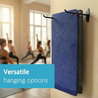 Wall Mount Yoga Mat Holder: Hanging Metal Rack For Eyelet Exercise Mats