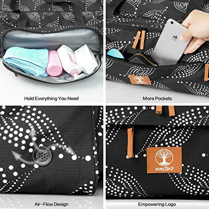 Yoga Mat Bag Carrier with 8-Pocket & Wet Pocket, Air Vent | Large Yoga Mat Holder Fits Thick Mats & Blocks | Gym Duffle Bag for Women & Men - color: White Leave on Black