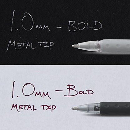 Pentel Arts Sparkle Pop Metallic Gel Pen, 1.0mm Bold Line, Gold & Silver Ink, Pack of 2 (K91PABPXZ) - size: 2 Count (Pack of 1), style: Sparkle Pop