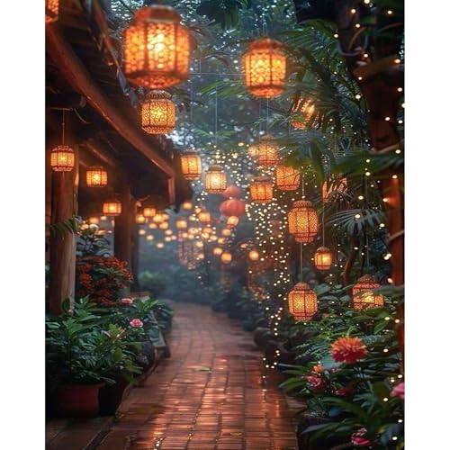 Fountor Landscape Paint by Numbers Kit for Adults Beginner, Adult Paint by Number Kits on Canvas Without Frame, Acrylic Painting by Numbers for Home Decor Gift 16” W x 20”L - color: LOP0306, size: Frameless