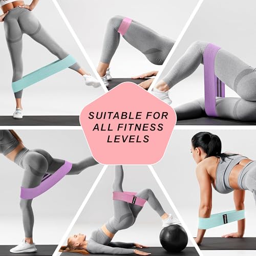 FitTrendz Resistance Bands for Legs and Butt Exercise Bands, Non Slip Elastic Fabric Bands 3 Levels Loop Workout Bands for Women Squat Glute Hip Training, Set of 3 Pack