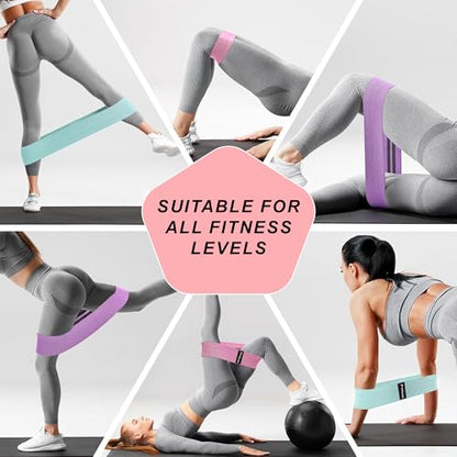 FitTrendz Resistance Bands for Legs and Butt Exercise Bands, Non Slip Elastic Fabric Bands 3 Levels Loop Workout Bands for Women Squat Glute Hip Training, Set of 3 Pack