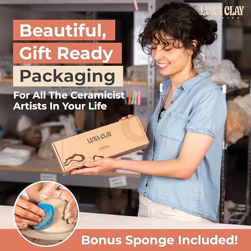 Large Pottery Ribs Tool Set | 6 Pack - Extra-Long Kiln-Dried Cherry Wood Shaping & Trimming Tools with 9" Paddle, Round Disc & Serrated Comb for Wheel Throwing, Non-Warping, Bonus Sponge - color: Cherry Wood