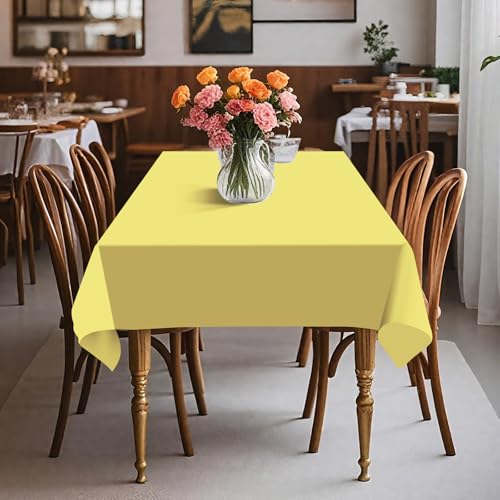 54IN X 160FT Plastic Table Cover Roll with Cutter Box, Cut to Size Plastic Table Cloths for Parties, Birthday, (Light Yellow, 54"x1920") - color: Light Yellow, size: 1920" x 54" (Rectangular)