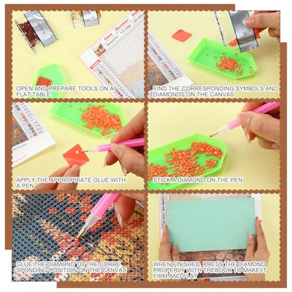 Yeaqee 4 Pcs Diamond Art Kits for Adults Gem Painting Kit DIY Jewel Diamond Art for Beginners Aesthetic Room Crafts Cute Flower Mountain Painting Pictures 5d Craft Wall Decor for Home 10 x 11.8'' - style: Flower Mountain