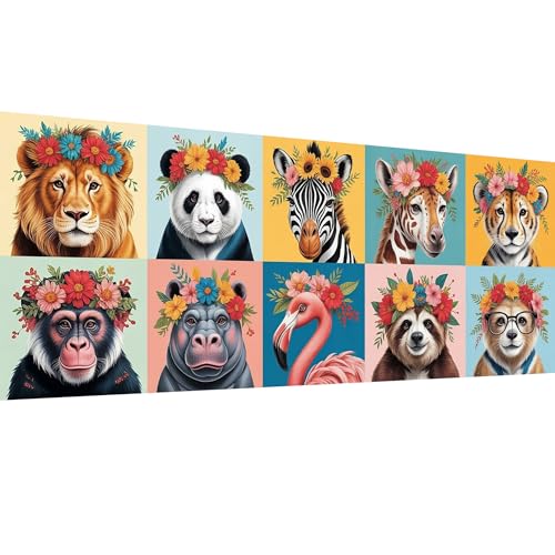 SKRYUIE 5D Large Diamond Painting Kits Animal - DIY Diamond Art Kits for Adults Tiger, Full Round Drill - Crystal Embroidery Cross Stitch - Craft for Wall & Office Decor - 12x30 inch / 30x80 cm B7 - color: colorful-13