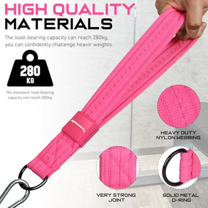 RENRANRING Tricep Rope Cable Attachment Handles for Gym, 13inch Exercise Handles, Tricep Pull Down Attachments Rope for Pilates, Yoga, Strength Trainer, Physical Therapy, Stretch, Recovery - color: Pink