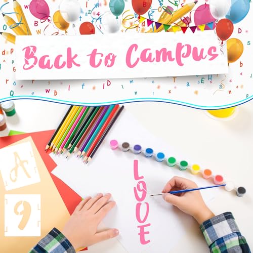BAMIDELE 5 Inch Letter Stencils and Numbers, 66 Pcs Reusable Plastic Alphabet Symbol Interlocking Drawing Template Kit for Painting on Wood, Wall, Chalkboard, Fabric, Door Porch, Signage - size: 5 Inch