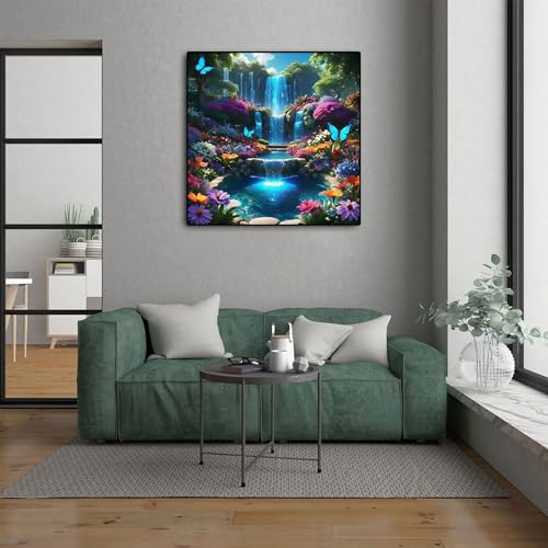 5D Landscape Scenery Diamond Art kits for Adults Beginners 13.7x13.7inch | Waterfall Diamond Painting Kit, DIY Full Round Drill Paint by Diamonds Dot Gem Art for Adult, Home Wall Decor - color: JK542-A