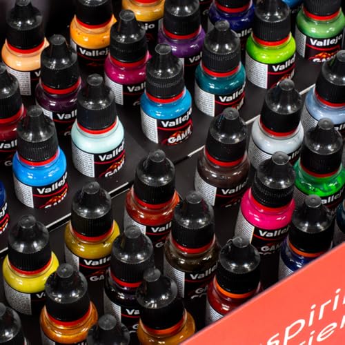 Vallejo - Inspiration Color Set | Game Color Range Paint Kit | Acrylic Paints for Fantasy Miniatures | User Guide and Brush Kit included | Non-Toxic Formulation | 48 Bottles x 18 ml (0.60 fl.oz.)