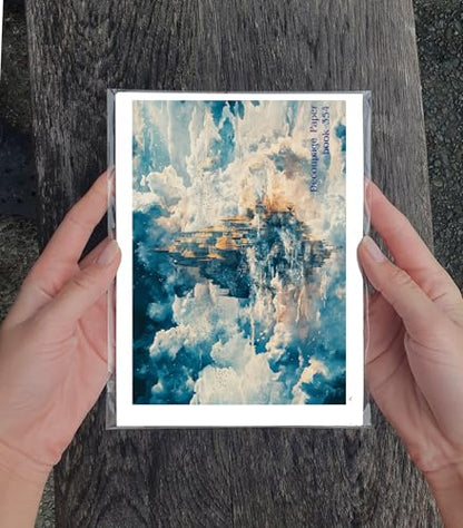 Decoupage Paper Pack (35 Sheets 6"x8") Floating Castles Dreamscape ~ Fantasy Paintings of Majestic Castles in Clouds, Floating Islands, and Surreal Sky Kingdoms in Luminous Fantasy environments - color: Nine