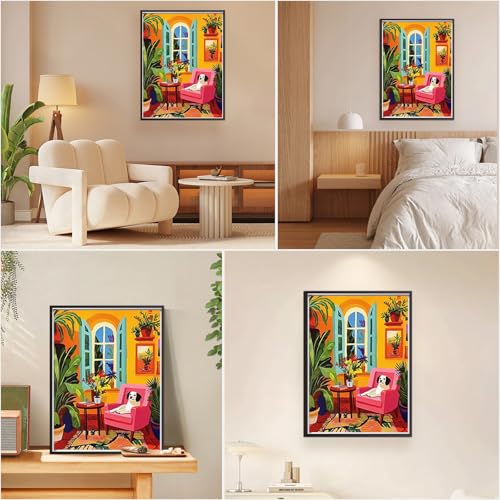 EOBROMD Paint by Numbers Kits for Adults Landscape, Home DIY Kits Crafts for Beginner on Canvas, 3 Paint Brushes and Acrylic Paint for Home Decor 16x20inch(Without Frame) - color: GOL018