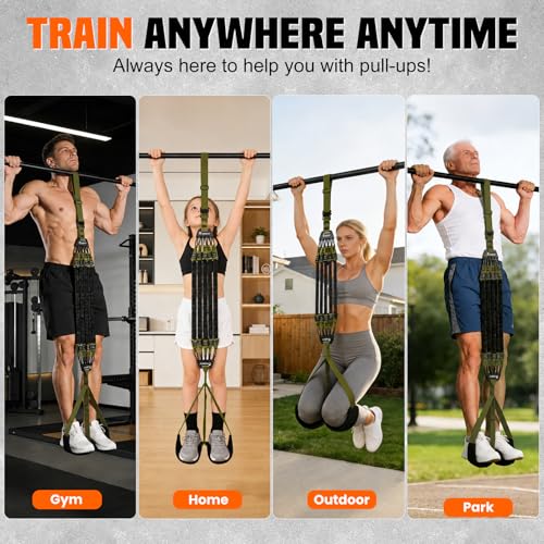 SERTT Adjustable Pull Up Assistance Band, Heavy Duty Assisted Pull Up Bands Support 375lbs, Upgrade Pull Up Bar Resistance Band for Assist Pullup Home Gym Strength Training - color: Green