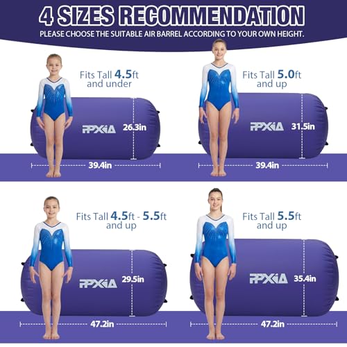 Gymnastics Air Roller Air Barrel Inflatable Tumbling Mat, Tumble Track Backhandspring Mat Gymnastic Equipment with Pump for Yoga Training Cheerleading Home Use - color: A Purple, size: 39.37 x 23.6inch