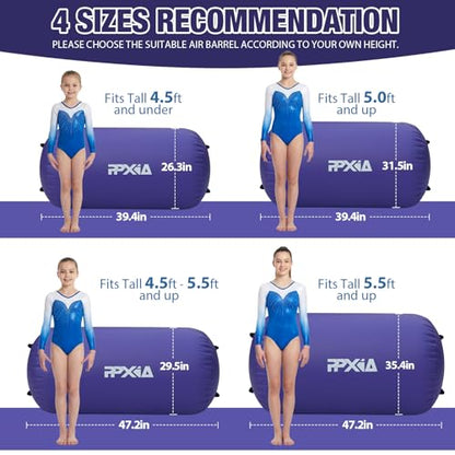 Gymnastics Air Roller Air Barrel Inflatable Tumbling Mat, Tumble Track Backhandspring Mat Gymnastic Equipment with Pump for Yoga Training Cheerleading Home Use - color: A Purple, size: 39.37 x 31.5inch