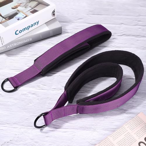 TOBWOLF 2PCS Pilates Straps for Reformer, Double Loop D Ring Foot Hand - color: Purple