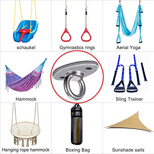 SELEWARE Wall Ceiling Mount Bracket for Suspension Strap Battle Rope Anchor | Stainless Steel Swing Hanger for Aerial Yoga Swing Hammock Chair Resistance Band Gymnastic Rings Heavy Bag 2800 LB Capacity - color: Ceiling Mount (1 Pack)