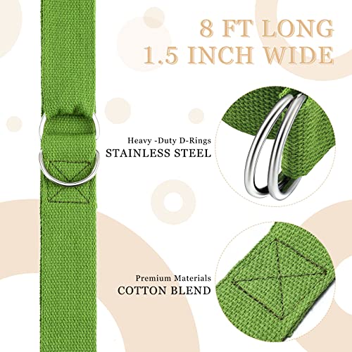 6 Pcs Yoga Straps for Stretching 8 Ft, Safe D Ring Buckle - color: Bright Color