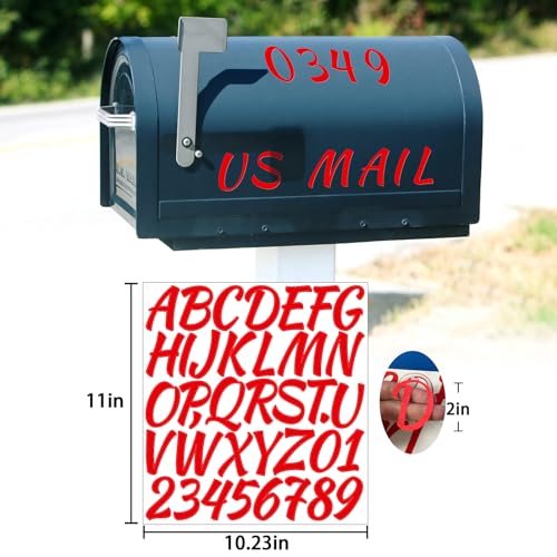 Letter Stickers,Mailbox Numbers,2 Inch Waterproof Vinyl Alphabet | 2 Inch Red,380 Pieces 10 Sheets,Self Adhesive,Window,Scrapbook,Door,Sign,Car,Outdoor Indoor,Fade Resistant - color: Red, size: 2 Inch