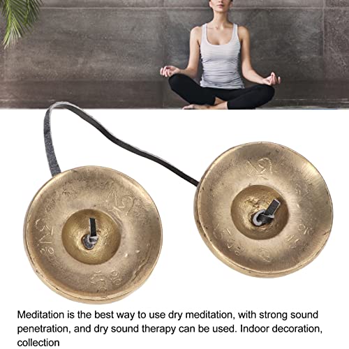 Tibetan Tingsha Cymbals Meditation Chime Bells, 2.7in Brass Strong Sound Penetration Tingsha Cymbals Bells, Lightweight Portable Tingsha Cymbals Bells Om Mane Padme Hum for Percussion Instrument
