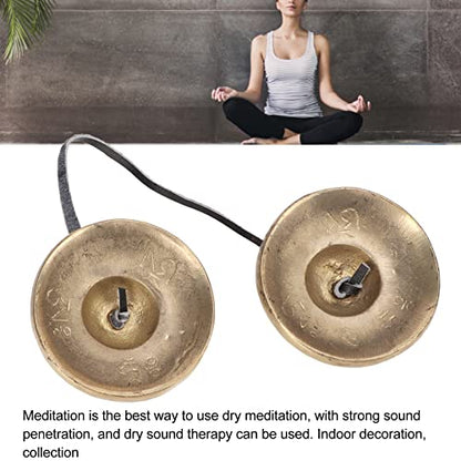 Tibetan Tingsha Cymbals Meditation Chime Bells, 2.7in Brass Strong Sound Penetration Tingsha Cymbals Bells, Lightweight Portable Tingsha Cymbals Bells Om Mane Padme Hum for Percussion Instrument