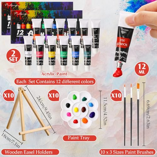 Ctosree 72 Pcs Flower Lady Paint and Sip Kit for Adults 8'' x 10'' Pre Drawn Canvas for Painting DIY Pre Printed Canvas for Party Favor Acrylic Painting Kit Wood Easel Brushes Date Night Bulk - style: Flower Lady