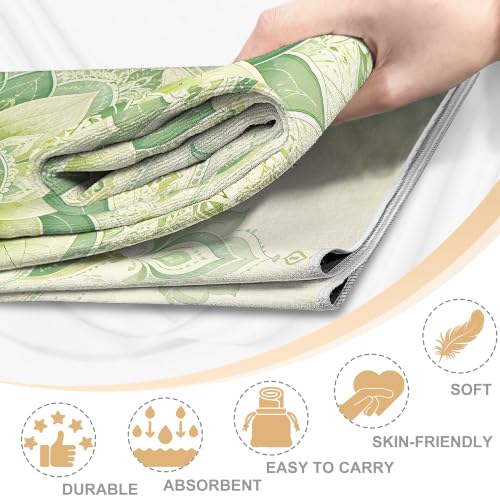 Yoga Towel,Ultra-Absorbent Yoga Mat Towel for Hot Yoga Towel Non Slip,Featuring Ultra-Stylish Prints,Ideal for Workouts,Hot Yoga, Bikram,Pilates Equipment,72 x 27 in, Green Flowers - color: Green Flowers