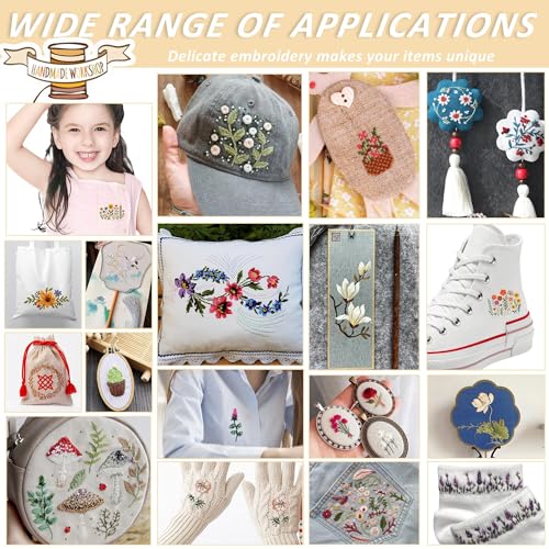 Water Soluble Stabilizer Embroidery Pattern - Flower Stick & Stitch Embroidery Paper Wash Away, Floral Frame Hand Sewing Embroider Patterns for Jean Bag T-Shirt (6 Sheets)