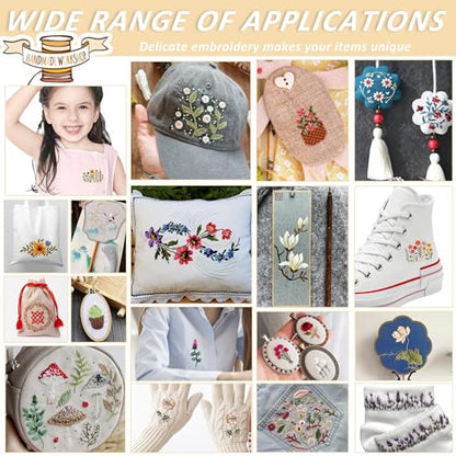 Water Soluble Stabilizer Embroidery Pattern - Flower Stick & Stitch Embroidery Paper Wash Away, Floral Frame Hand Sewing Embroider Patterns for Jean Bag T-Shirt (6 Sheets)