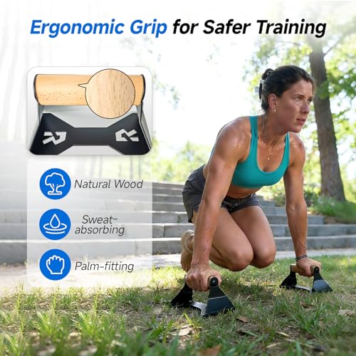 Rocalt Push Up Bars with Wooden Handles, Home Gym Calisthenics Parallettes