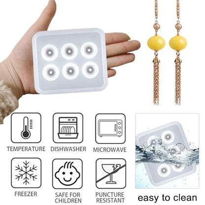 Silicone Jewelry with Hole Molds, 6 Cavity Ellipse Beads, for Jewelry, Polymer Clay, Soap Making, Cabochon Gemstone DIY Crafting Projects - color: White(LJ-117)