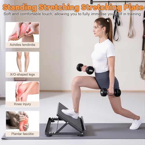 Adjustable Incline Calf Stretcher Board, Non-Slip Ankle Foot Stretch Slant Board for Plantar Fasciitis Relief, Ankle Correction Leg Muscle Fitness Stretching Platform