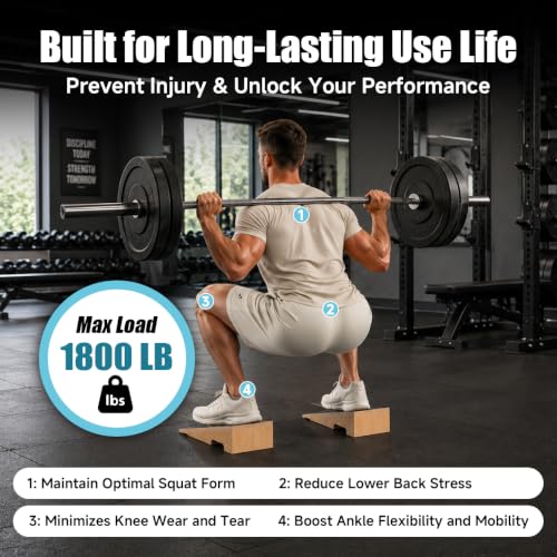 SEWD Wooden Squat Wedge, Non-Slip Slant Boards for Heel Elevated Squat