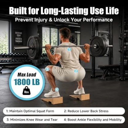 SEWD Wooden Squat Wedge, Non-Slip Slant Boards for Heel Elevated Squat