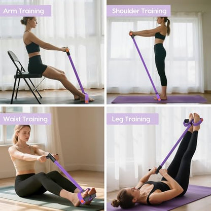 Pedal Resistance Band with Handle, 6-Tube Elastic Exercise Band Resistance